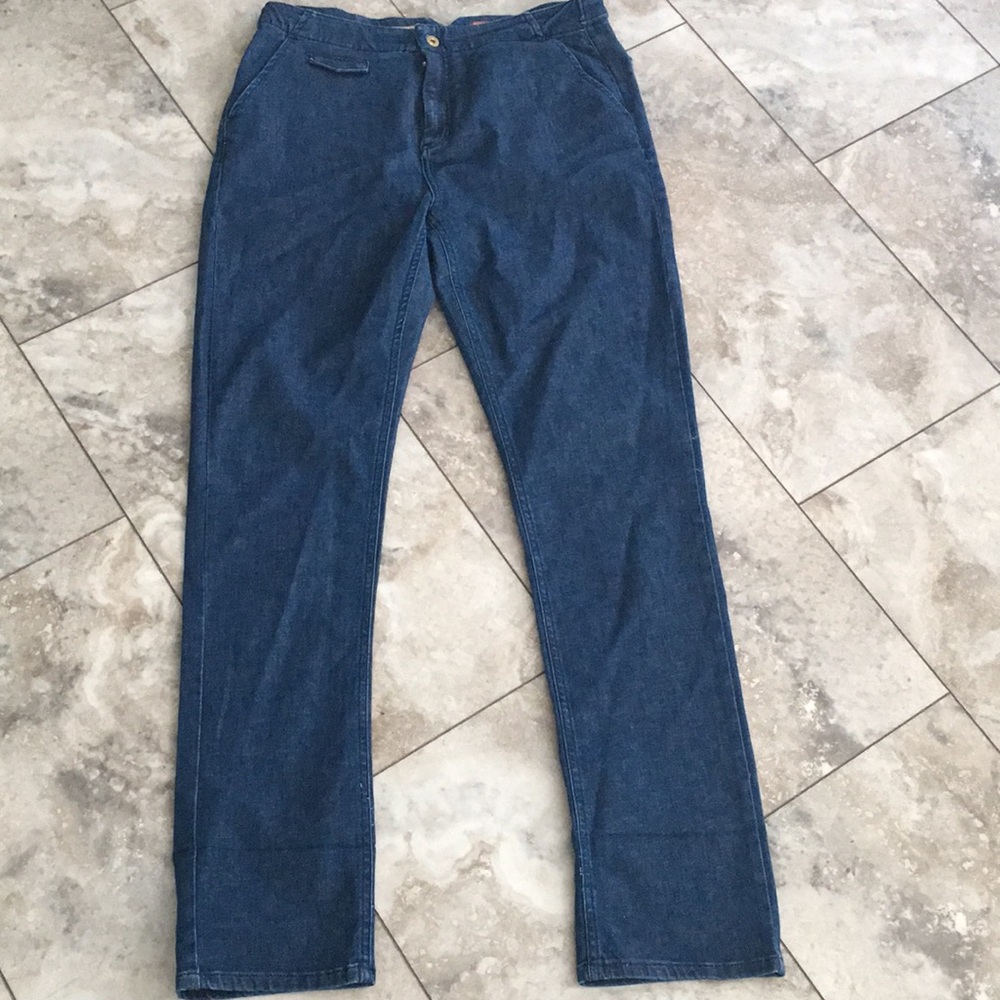 ANTHROPOLOGIE PILCRO HI WAIST SIDE BUCKLE STRAIGHT FLARE JEANS SIZE 32 EUC